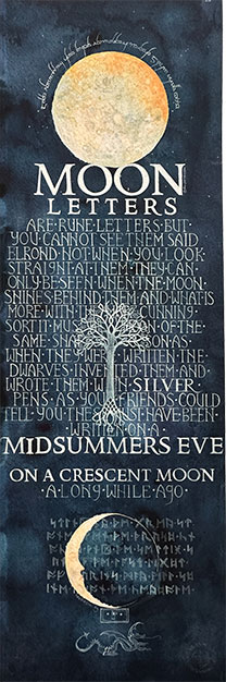 Moon Letters Calligraphy Art print by Tess Cooling